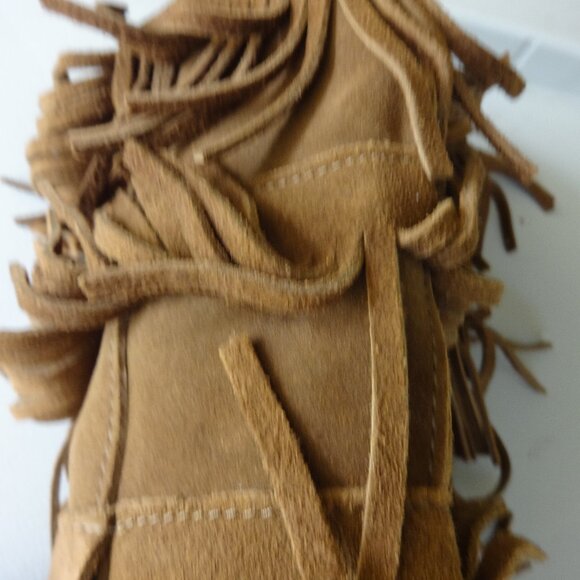 Minni Tonka women's brown leather Moccasin boots size 9,  rubber bottoms quality - Picture 8 of 12